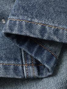 DAZY Women's Regular Waist Rhinestone Embellished Straight Casual Denim Skirt, Summer Y2k - Medium Wash - View 7