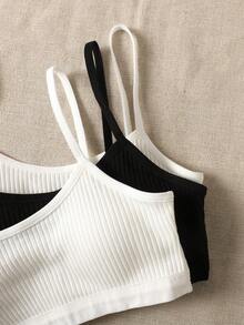 SHEIN 3pcs Tween Girls' Simple Black, White, Pink Comfortable Padded Bras, Soft & Breathable Underwear Set - Multicolor - View 5