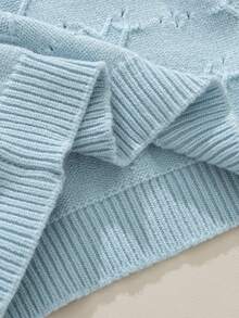 Souflis Souflis 女婴休闲心形图案毛衣和格子百褶裙套装，秋季 - 藍色 - 查看 5