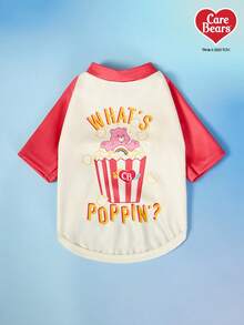 Care Bears X PETSIN 1 件“What's Poppin”泰迪熊爆米花卡通图案印花粉色和白色拼色可爱舒适弹力宠物猫狗通用插肩袖 T 恤 - 彩色 - 查看 3