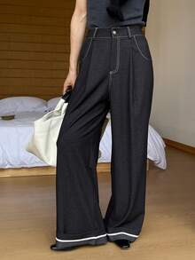 DAZY Quần Jeans Nữ Rộng Rãi, Cổ Điển, Thường Ngày, Đa Năng Cho Mùa Thu & Đông - Màu xanh lam - Xem 6