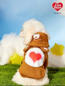 Care Bears X PETSIN 1 件 Tenderheart 熊卡通印花棕色宠物猫狗通用弹力舒适羊毛保暖狗狗连帽运动衫 - 棕色 - 查看 3
