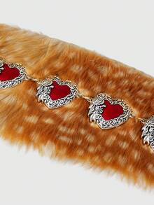 ROMWE Grunge Punk 1pc Gothic Style Heart-Shaped Rose Decor Waist Chain, Red Oil Drip Accessory For Dresses, Versatile Daily Wear, Halloween - Deer hair red dripping oil love - View 2