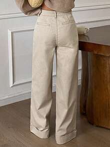 Livesso Women's Casual Loose Fit Denim Jeans With Side Pockets, Autumn - Khaki - View 2