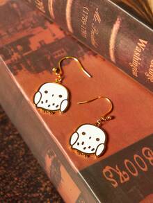 HARRY POTTER X SHEIN Owl Theme Earrings, A Pair Of Hedwig Element Exquisite Earrings - Gold - View 3