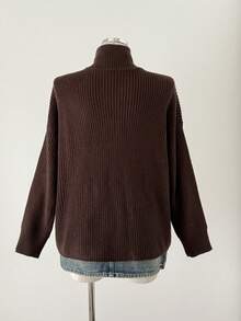 Sunspun Áo len cardigan dệt kim rộng rãi, thoải mái, cổ bẻ, khóa kéo phía trước, cỡ lớn dành cho nữ, thích hợp để đi làm hàng ngày, mùa thu/đông, quà tặng tuyệt vời cho Halloween/Giáng sinh, trong nhà/ngoài trời, mùa xuân/thu, mùa thu/đông - Cà phê nâu - Xem 2
