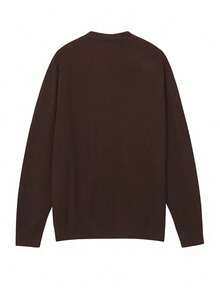 Manfinity Dauomo Men's Fashion V-Neck Button Front Long Sleeve Casual Knit Cardigan, For Winter - Coffee Brown - View 2