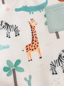 Cozy Pixies Conjunto de 2 piezas de sudadera de cuello redondo de manga larga y pantalones de cintura elástica con estampado de animales de dibujos animados para bebé niño - Multicolor - Ver 3