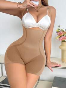 SHEIN 1 pieza Body de mujer con shorts sin costuras para dar forma - Caqui - Ver 4