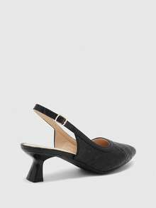 CUCCOO BIZCHIC Pointed Toe Minimalist Comfortable Fashion Kitten Heel Closed Toe Woven Black High Heels - Black - View 8