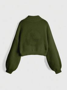 ROMWE Fairycore Suéter de cuello alto con bordado de ciervos, de hombros caídos y manga larga, informal, para otoño/invierno