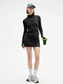 Eassivo Eassivo Chaqueta deportiva de ajuste ceñido con cuello alto de unicolor casual