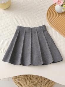 Souflis Souflis 6-9 Months Baby Girls Warm Outfit, Baby Girls Winter Warm Knitted 2 Pieces Set, Cute Bow Sweater And Pleated Skirt Set, Comfortable Soft And Skin-Friendly - Dark Grey - View 6