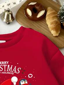 Moletom infantil masculino de Natal, casual e confortável, com estampa de Papai Noel, outono - Multicolorido - Ver 5