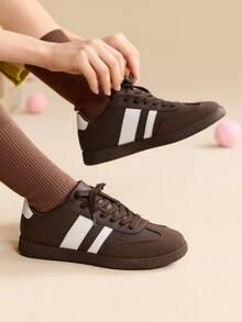 CUCCOO EASI 2024 New Spring Women Retro Versatile Casual Sneakers, Flat White Shoes For Christmas - Brown - View 7