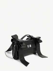 SHECARRY Ladies, Women Top Handle Bag, Crossbody Bag, Bowknot, Pink, Fashionable, Personalized, Simple, Versatile, Street, Sweet And Cool Girls, Hot Girls, Y2k, Retro, Rivets, Vintage, Teenagers, For Cocktail Party, Party, Prom, Club, Date, Birthday, Evening, Date Nigh, Ball, Daily, Afternoon Tea - Black - View 3