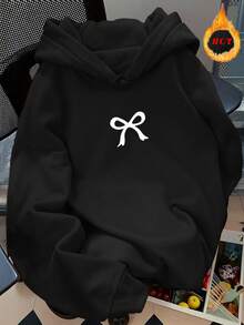 SHEIN Women's Casual Hooded Sweatshirt, Fashionable Autumn/Winter Apparel, Retro American College Style For 2026 New Year