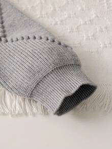 Souflis Souflis 6-9个月女婴保暖服装，女婴冬季保暖针织两件套，可爱蝴蝶结毛衣和百褶裙套装，舒适柔软亲肤 - 灰色 - 查看 4