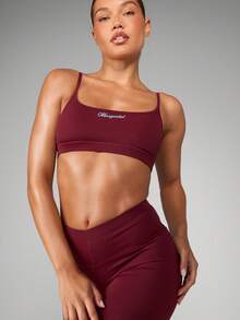 MISSGUIDED Áo ngực nâng đỡ lệch vai có chi tiết dây dưới - Màu Đỏ Sâu - Xem 5