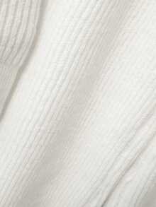 Franclia 两件套女士休闲纯色针织衫套装，包括翻领纽扣开衫和蝴蝶结口袋针织裤 - 白色 - 查看 5