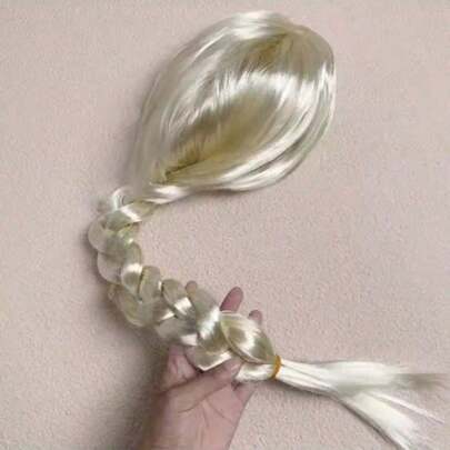 1pc Frozen Princess Cosplay Wig Braid Hair Clip Accessories Anime Character Cartoon Toy Hair Clip Gift, Non-Detachable Flower