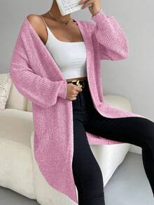 Chiquease Women's Solid Color Minimalist Long Sleeve Knit Cardigan, Everyday Wear