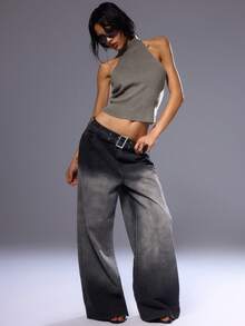 MUSERA Áo dệt kim hở lưng cổ yếm, phong cách Y2K cá tính, sành điệu thập niên 90, thích hợp cho kỳ nghỉ ở Ibiza, mùa hè, mùa đông, mặc hàng ngày và công sở. - màu đen - Xem 4