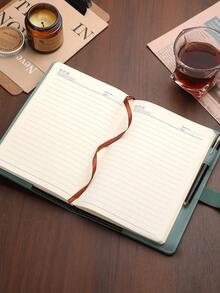 SHEIN Basic living A5 200 Pages 2023 Notebook Retro Password Book With Lock Diary Binder Thickened Creative Hand Ledger Student Notepad Stationery Back To School