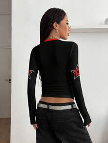 Coolane Women's Y2K Streetwear V-Neck Bustier T-Shirt With Racing Car, F1 Letter & Number 88 Badge Print, Hip Hop Fashion, Chic, Y2K - Multicolor - View 2