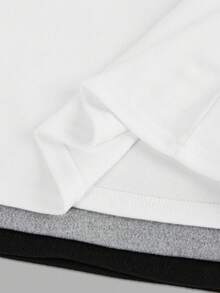 SHEIN Tween-Mädchen 3 Stücke Lässig Set mit Umlegekragen und Langarm, geeignet für Zuhause und Outdoor-Aktivitäten, 3er Pack Oberteile - Verschiedenfarbig - Übersicht 4