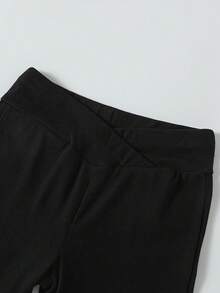 Sparklyn 3pcs Girls Young Girl Black Casual Sports Comfortable Fashion Pants Set, Personalized Waistband Design, Flared Leg Cut, Suitable For Indoor/Outdoor, Party, Sports, Travel, School, Any Occasion, Spring/Autumn/Winter - Black - View 5