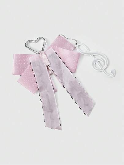 Kawaii 1 pièce Mignon porte-clés avec nœud imprimé d'étoiles, de notes de musique bleues et de dentelle 3D. Accessoire fait main de style Lolita pour sac, porte-carte de campus