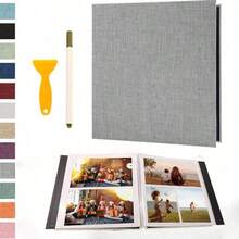 1pc Self-Adhesive Scrapbook Album With Magnetic Pages, 4x6, 5x7, 8x10 Photo Album, Drawing Book With Metal Pen, Suitable For Gift, Family, Wedding, 11x10.6 Inches, 40 Pages, White Gifts Birthday Graduation - Multicolor - View 19