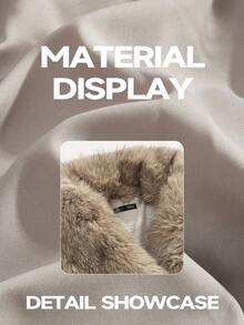 Anewsta Autumn/Winter Slimming Retro Khaki Short Faux Fur Women's Jacket - Khaki - View 6