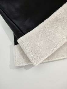 GlowEve Women's Autumn/Winter Faux PU Leather Splicing Flared Pants With Metal Buttons