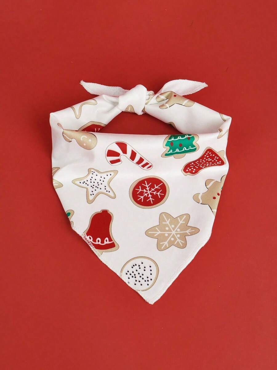 PETSIN 1pc Pet Christmas Deer Gingerbread Print Bib Bandana, Suitable For Cats & Dogs Christmas Holiday Decorative Costume