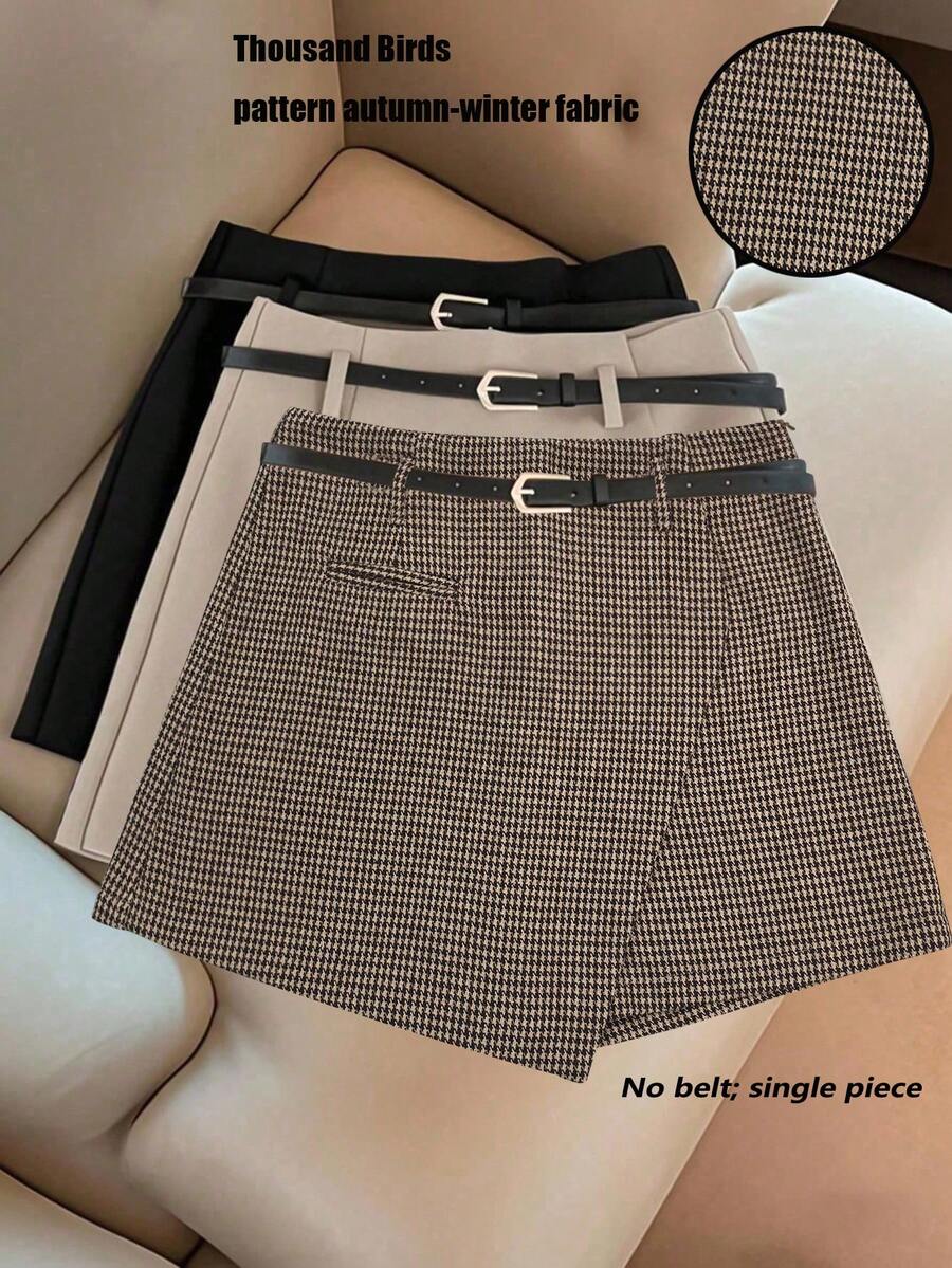 Franclia 女士休闲百搭通勤千鸟格裹身迷你裙 - 彩色 - 查看 1