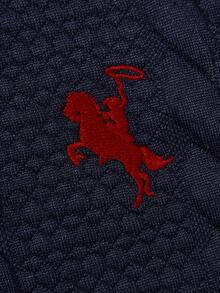 SHEIN Explorewe 2pcs/Set Kids Boys Knitted Long Sleeve Collared Sweatshirt And Casual Pants Set, Autumn/Winter New Arrival - Navy Blue - View 8