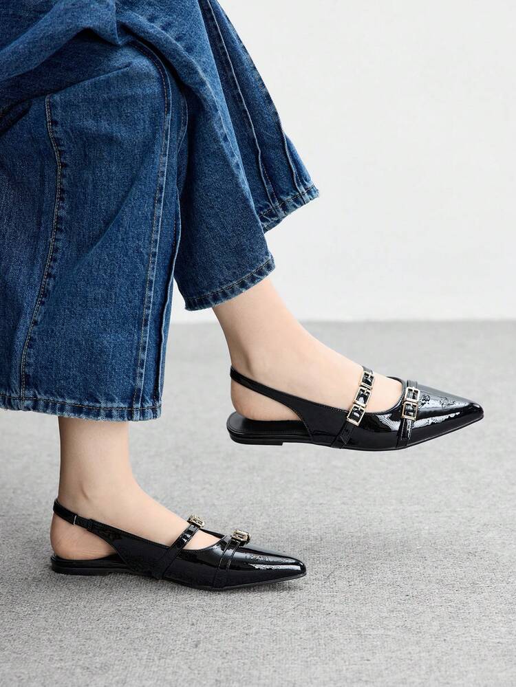 CUCCOO BIZCHIC New Flat Pointed Toe Casual Fashion Korean Style Strap Women Shoes