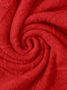 EMERY ROSE Women's Casual Solid Color Crew Neck Long Sleeve Sweater - Red - View 8