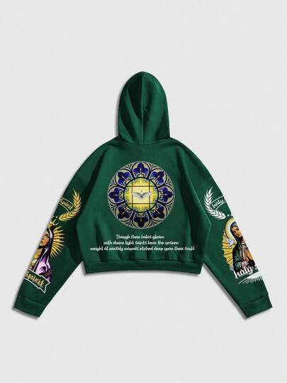 Goth Sudadera estampada para hombre, estilo holgado y corto