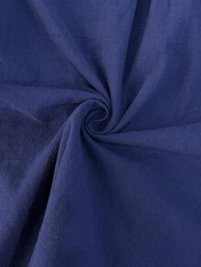 Florisole 女式 V 领系带短款棉质宽松长袖纯色连衣裙，适合冬季返校季 - 藏蓝色 - 查看 3