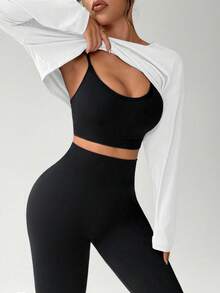 Dewbera 3件套：女士无缝胸罩和紧身裤 - 黑與白 - 查看 5