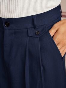 SWAVVY 男士纯色褶皱口袋休闲阔腿裤 - 藏蓝色 - 查看 4