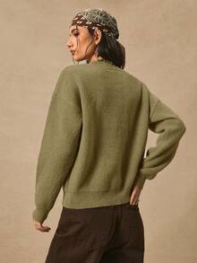 Easelle 绿色印花休闲长袖毛衣，女士套头衫，女士牛仔上衣，女士西部服饰 - 綠色 - 查看 3