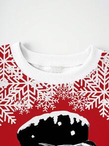 Manfinity Homme Herren-Sweatshirt mit fröhlichem Schneemann-Muster | Klassisches, farbenfrohes Langarmshirt mit Schneeflockenmotiv | Elegantes Sweatshirt mit Winter-Schneemann- und Vogelprint | Bequemer, warmer Weihnachtspullover für festliche Anlässe - Verschiedenfarbig - Übersicht 5