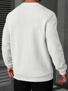 Manfinity CasualCool 男士休闲纯色拼接圆领长袖套头卫衣，圆领男士上衣，长袖，男士休闲套头衫，适合男士日常休闲、周末旅行、户外活动、探险旅行、轻松的工作环境或半正式场合，也是送给男友/丈夫、周年纪念日或圣诞节的理想礼物。 - 白色 - 查看 2