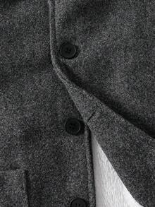 Genkimix Kids 男童休闲连帽中长款羊毛混纺外套，深灰色夹克适合日常穿着、户外活动、通勤、上学、春秋、冬季、短途旅行、度假、旅行、休闲