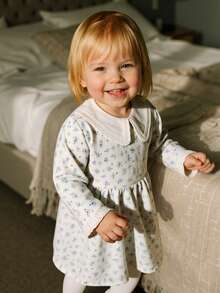 1 Nuovo Vestito da Bambina Alla Moda, Semplice e Dolce, con Motivo Floreale, Colletto in Pizzo, Manica Lunga, Adatto per Primavera e Autunno, Uso Quotidiano, all'aperto, Regalo, Vestito da Bambina, Vestito per Bimba, Vestito per Neonata - Multicolore - Visualizzare 5