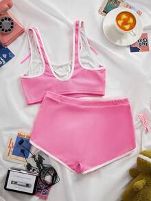 2 pièces Ensemble de lingerie pour femmes avec décoration de nœud